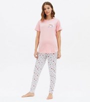 New Look Maternity Pink Jogger Pyjama Set with Bonjour Logo